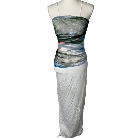 Christopher Esber Lucid Sheer Panel Dress in Lucid Garden Print 0 New Long Gown - Picture 4 of 15